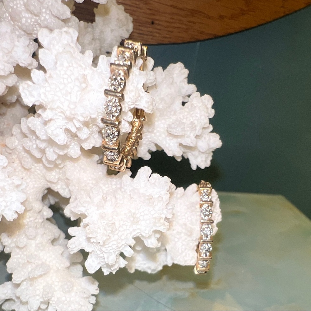 Vintage Diamond Gold Vermeil Hoop Earrings